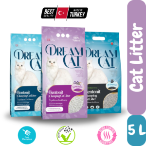 Dream Cat Turkish Ultra Premium Low dust Cat litter 5L Lavender , Activated Charcoal , Unscented