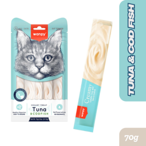 Wanpy Creamy Cat Treats Tuna & Cod Fish 70g