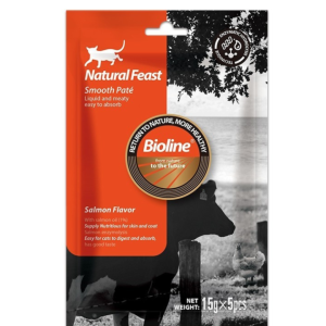 Bioline Natural Feast Smooth Pate Cat Treat Salmon 15gx5gm