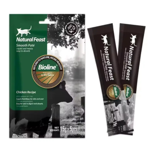 Bioline Natural Feast Smooth Pate Cat Treat Chicken Recipe 15gx5gm