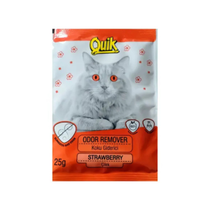 Quik Odor Remover Cat Litter Freshener Deodorizing Powder Strawberry 25g