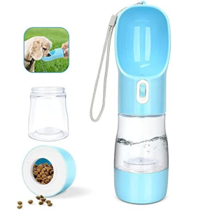 Travel Cat & Dog Water Bottle Food Container 2 In 1 for Outdoor Walking Drinking Bowl