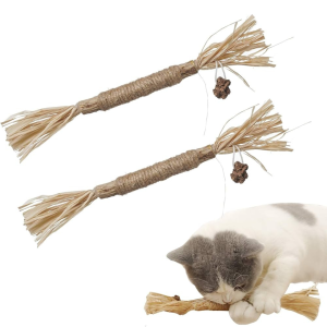 Cat Toys Silvervine Chew Catnip Stick with Hemp Rope 1pcs